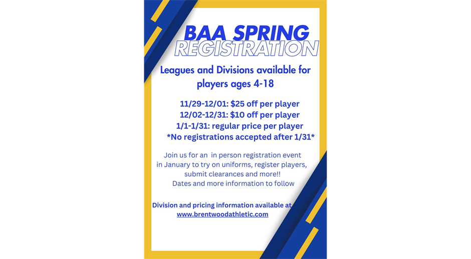 Spring Registration starts early!